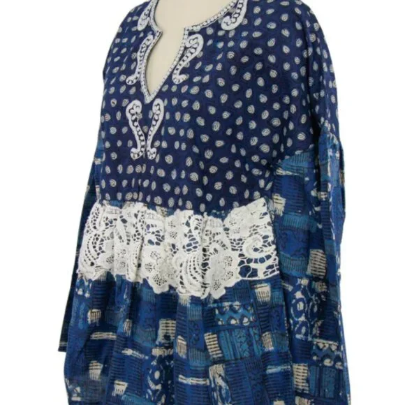 Saachi Embroidered Printed Cotton Top – Boho Elegance Meets Everyday Comfort - Picture 3 of 9